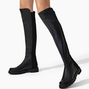 Stuart Weitzman 5050 Lift - Black Leather Over the Knee Boots